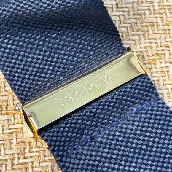 Jos A Bank Suspenders Navy Grosgrain Black Leather Button On Braces Mens - Picture 3 of 9